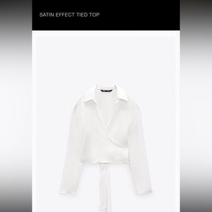 Zara Satin Effect Tied Top L White